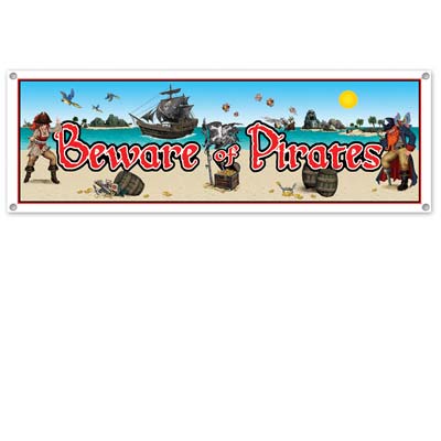 Picture of Beistle - 50477 - Beware Of Pirates Sign Banner- Pack of 12