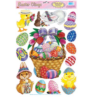 Picture of Beistle - 44130 - Easter Basket Clings- Pack of 12