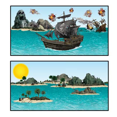 Picture of Beistle - 52013 - Pirate Ship And Island Props- Pack of 12