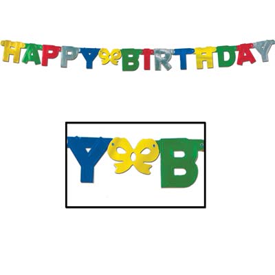 Picture of Beistle - 55037 - Foil Happy Birthday Streamer- Pack of 12