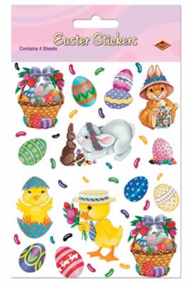 Picture of Beistle - 44002 - Bunny Basket And Egg Stickers- Pack of 12