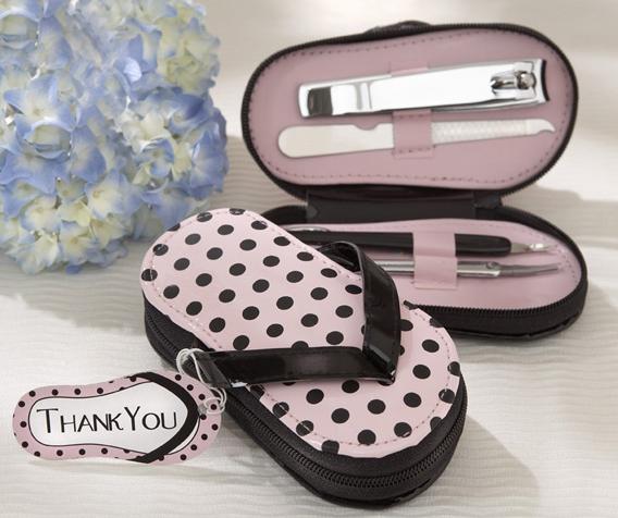Picture of Kate Aspen 18013NA Pink Polka Flip Flop Five Piece Pedicure Set with Matching Tag