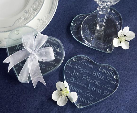 Picture of Kate Aspen 27025NA Good Wishes Heart Glass Coasters