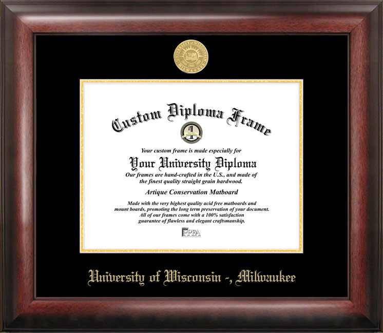 University of Wisconsin  Milwaukee  Gold Embossed Diploma Frame