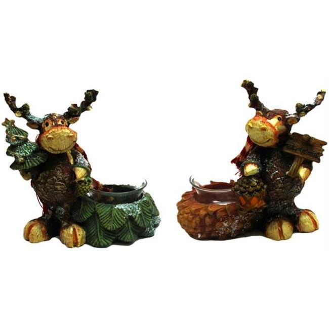 Pinecone Moose Candleholders Set of Two