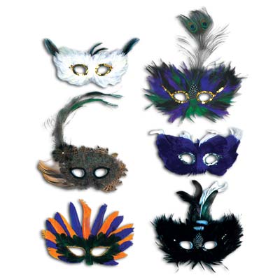 Picture of Beistle 50131 - Majestic Fanci-Feather Masks - Assorted Designs- Pack of 12