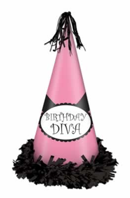 Picture of Beistle 60619 - Fringed Foil Birthday Diva Party Hat- Pack of 12