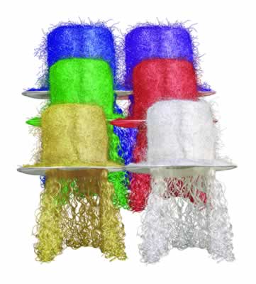 Picture of Beistle 60704-MC - Tinsel Top Hat with Curly Wig - Pack of 6