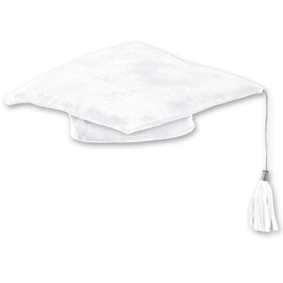 Picture of Beistle 50004-W - Plush Graduate Cap - White- Pack of 12