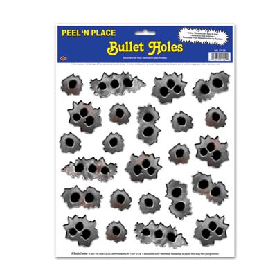 Beistle 57129 - Bullet Holes Peel N Place - 12 X 15 Inches- Pack of 12