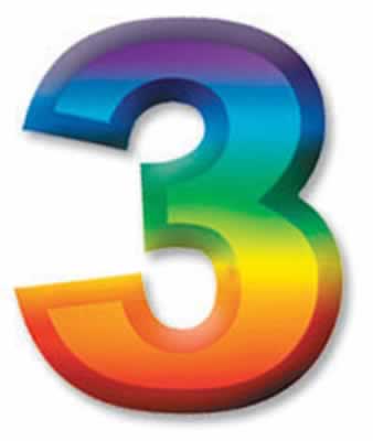 Beistle - 55076-3 - Multi-Color Plastic 3-D Number 3 - Pack of 24