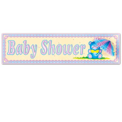 Picture of Beistle - 55132 - Baby Shower Sign with Tissue Parasol- Pack of 12