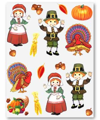 Picture of Beistle - 94003 - Pilgrim And Turkey Stickers- Pack of 12