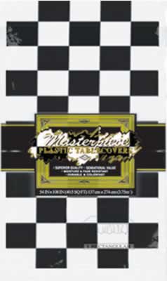 Picture of Beistle - 50938-BKW - Masterpiece Plastic Checkered Rectangular Tablecover- Pack of 12