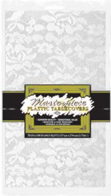 Picture of Beistle - 50941 - Masterpiece Plastic Lace Rectangular Tablecover- Pack of 12
