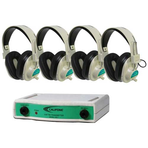 Califone International CLS729-4 Frequency Color-Coded 4-Position Wireless Listening Center - Green