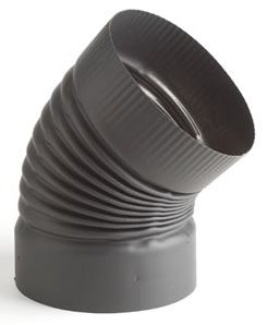 Selkirk Corporation 2711 7 Inch  Heat-fab 22-ga Welded Black Stovepipe  45 Deg Corrugated  Nonajustable Elbow -  Integra Miltex, 21190