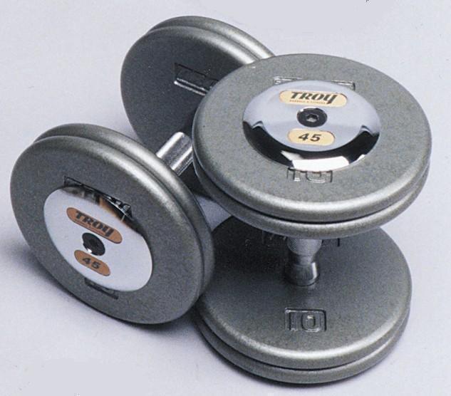 Troy Barbell HFD-055-100C Pro-Style Dumbbell Set With Chrome End Caps - 1 Pair Each 55-100 Pounds - Sold as Pairs