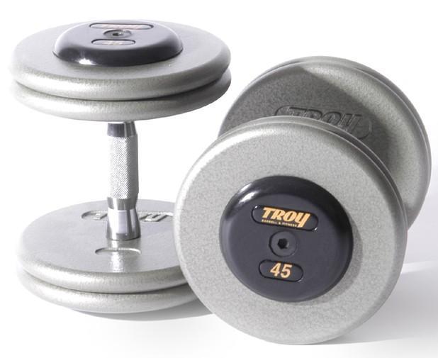 Troy Barbell HFDC-080R Pro-Style Fix Dumbbells With Gray Plates And Rubber End Cap - 80 Pounds - Sold as Pairs