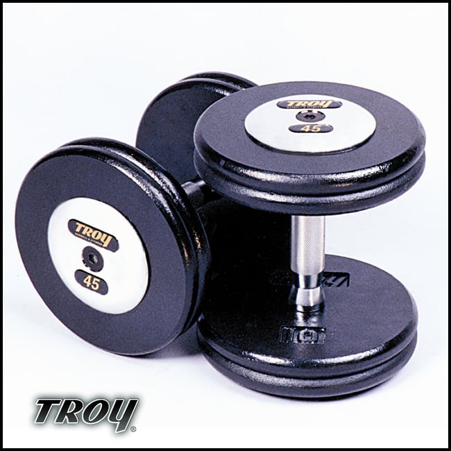 Troy Barbell PFDC-020C Pro-Style Premium Dumbbells With Contoured Handle And Chrome End Caps - 20 Pounds - Sold as Pairs