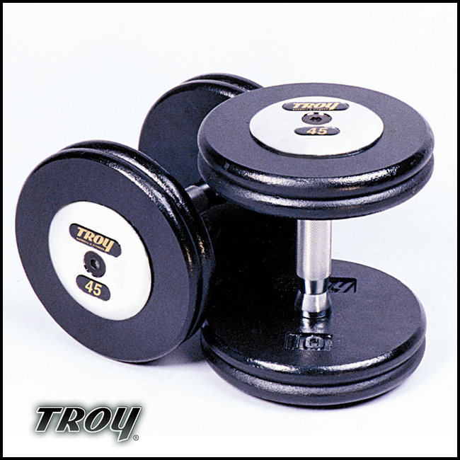 Troy Barbell PFDC-045C Pro-Style Premium Dumbbells With Contoured Handle And Chrome End Caps - 45 Pounds - Sold as Pairs