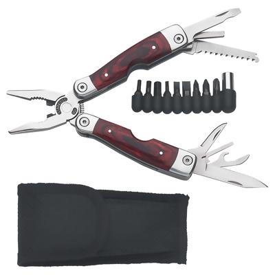 Picture of Maxam Wood Handle Stainless Steel Multitool with bits and sheath SKWMT