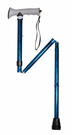 Picture of Drive Medical 10370BC-1 Adjustable Height Aluminum Folding Cane with Comfortable Gel Hand Grip- Blue Crackle