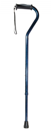 Picture of Drive Medical 10372BC-1 Adjustable Height Offset Handle Cane with Comfortable Gel Hand Grip- Blue Crackle