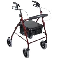 Picture of Drive Medical R728RD Aluminum Rollator with Fold Up and Removable Back Support  Padded Seat  8 inch Casters with Loop Locks- Red