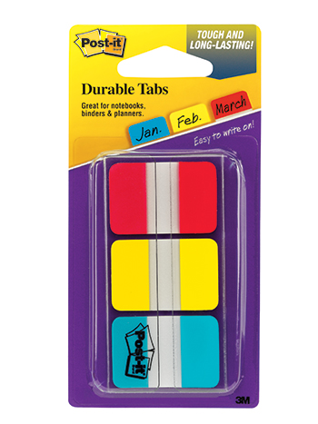 Picture of 3M Company MMM686RYBT Durable Index Tabs 1X1.5 3 per Pack