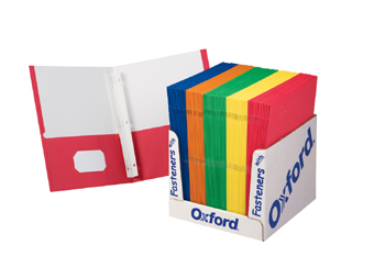 School Grade Twin Pocket Folders With Fasteners 100 Per Box