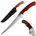 Deluxe Pakka Wood Stainless Fillet Knife with Nylon Sheath Deluxe Pakka Wood Stainless Fillet Knife with Nylon Sheath