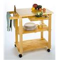 Winsome 89933 Kitchen Cart with Cutting Board Knife Block and Shelves- Beech Winsome 89933 Kitchen Cart with Cutting Board Knife Block and Shelves- Beech