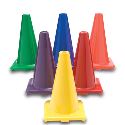 Color My Class 12 Inch Game Cones Set of 6 - Blue Green Orange Purple Red and Yellow