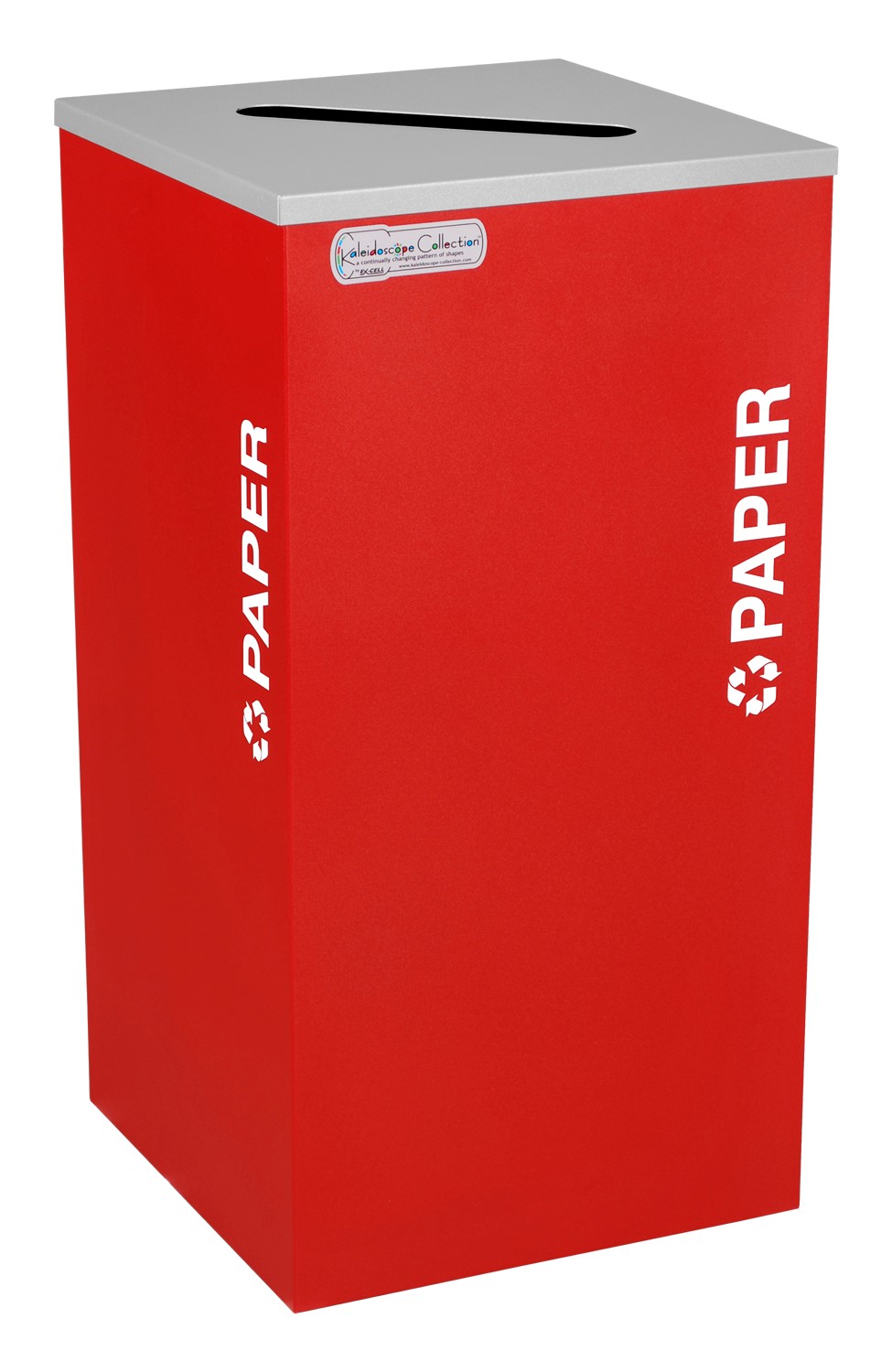 Picture of Ex-Cell Kaiser RC-KDSQ-P RBX 18-gal recycling recptacle- square top and Plastic decal- Ruby Texture finish