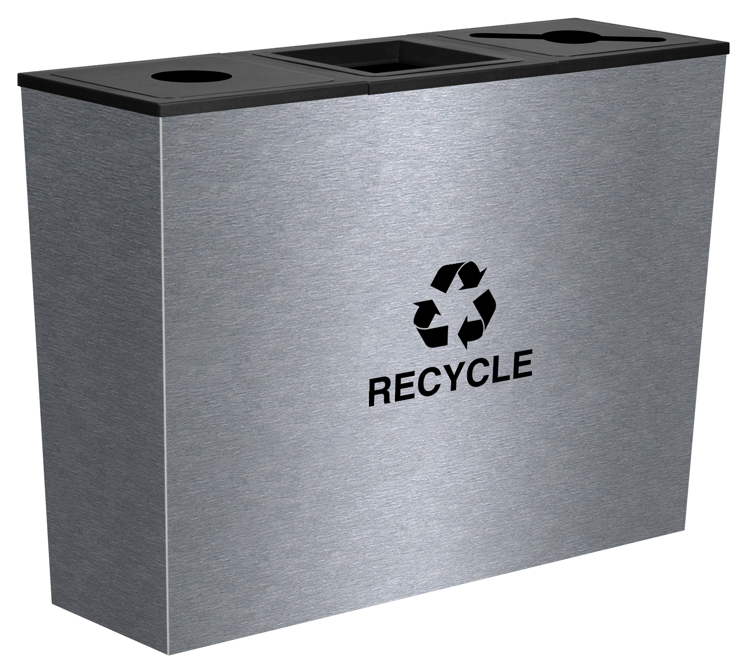 Picture of Ex-Cell Kaiser RC-MTR-3 SS tapered recycling receptacle Three Stream unit- Stainless Steel finish