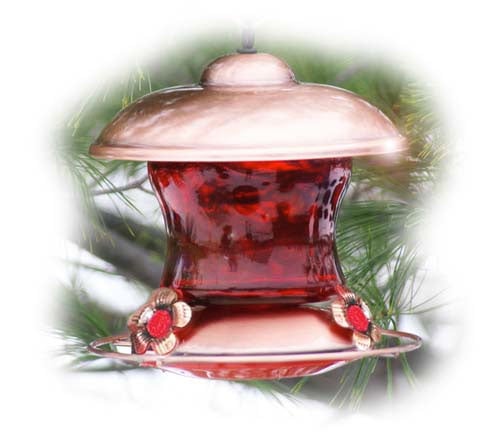 Picture of Woodlink Audubon Series WLH5 Brushed Copper Hummingbird Ruby Glass Bird Feeder