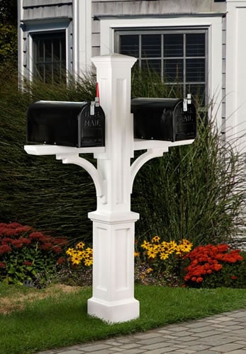 Picture of MAYNE 5814W Newport Plus Double Mailbox Post- White