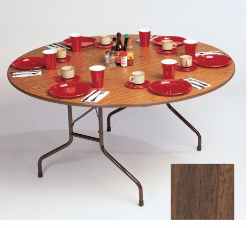 Picture of Correll Cf48Mr-01 Melamine Top Folding Round Tables - Fixed Height - Walnut