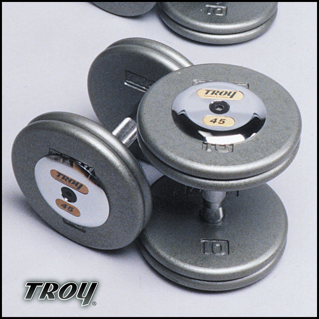 Troy Barbell HFD-005-050C Pro-Style Dumbbells With Chrome End Cap - One Pair Each 5-50 Pounds