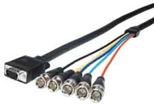 Comprehensive HR Pro Series VGA HD15 plug to 5 BNC plugs cable 6ft