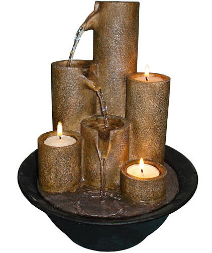 Corp  Tabletop Fountain With Three Candles