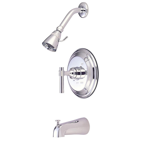Tub-Shower Faucet With Solid Brass Shower Head - Polished Chrome Finish