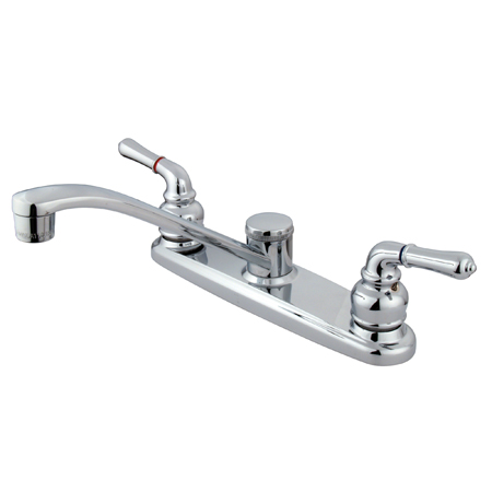 Picture of Kingston Brass Kb271 Twin Brass Lever Handles Kitchen Faucet - Polished Chrome Finish