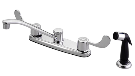 Picture of Kingston Brass Kb292 Twin Blade Handles 8 Inch Kitchen Faucet - Polished Chrome Finish