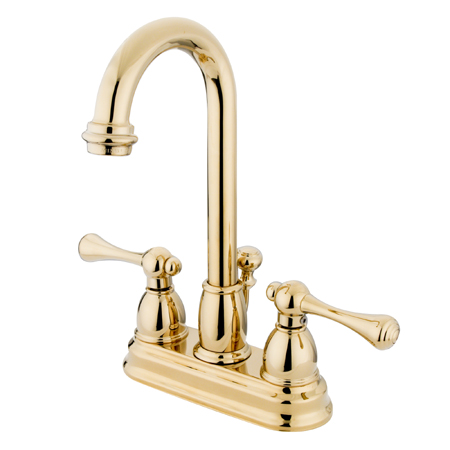 Lavatory Faucet - Polished Brass - Deck Mount - Solid Brass Construction