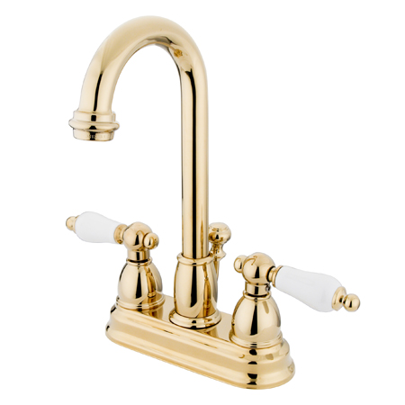 Deck Mount Lavatory Faucet With Brass Pop-Up - Polished Brass Finish
