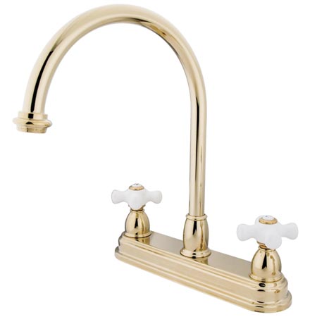 Picture of Kingston Brass Kb3742Px 8 Inch Center Kitchen Faucet Without Sprayer - Polished Brass Finish