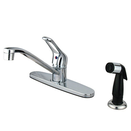 Picture of Kingston Brass Kb562 Single Handle Deck Mount Kitchen Faucet With Side Sprayer  - Polished Chrome Finish