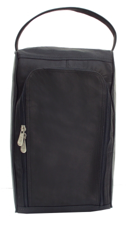 Picture of Piel 2378-BLK Leather U-Zip Shoe Bag - Black